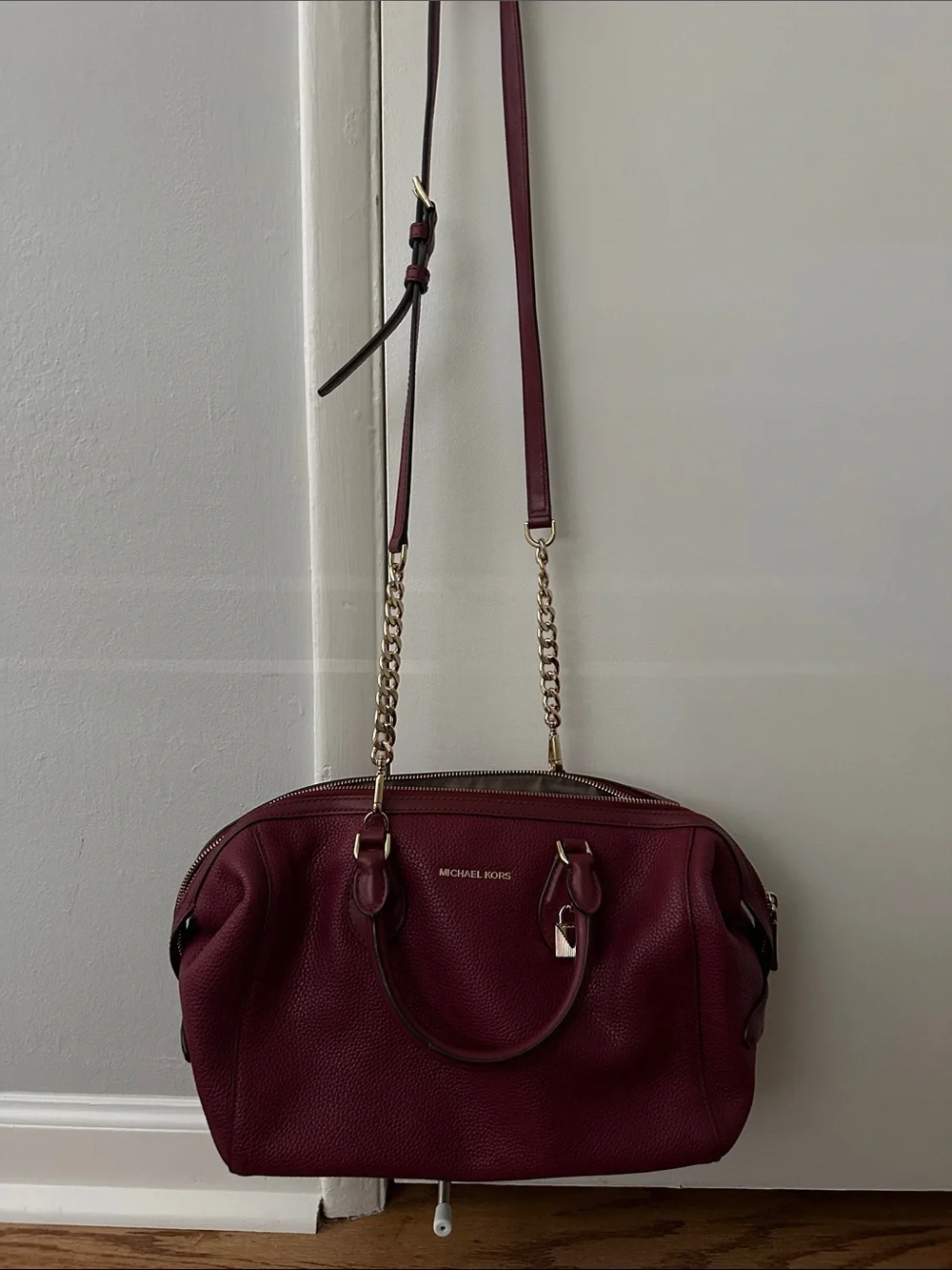 Michael Kors Wine Leather Satchel with Gold Hardware - Picture 7 of 11